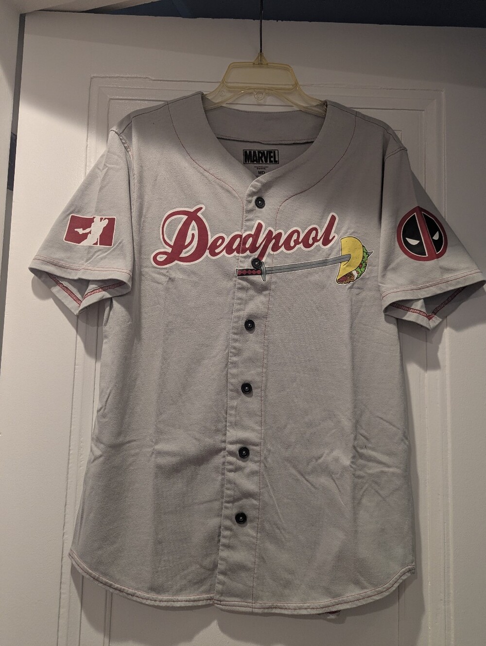 Marvel Deadpool Gray Baseball Jersey